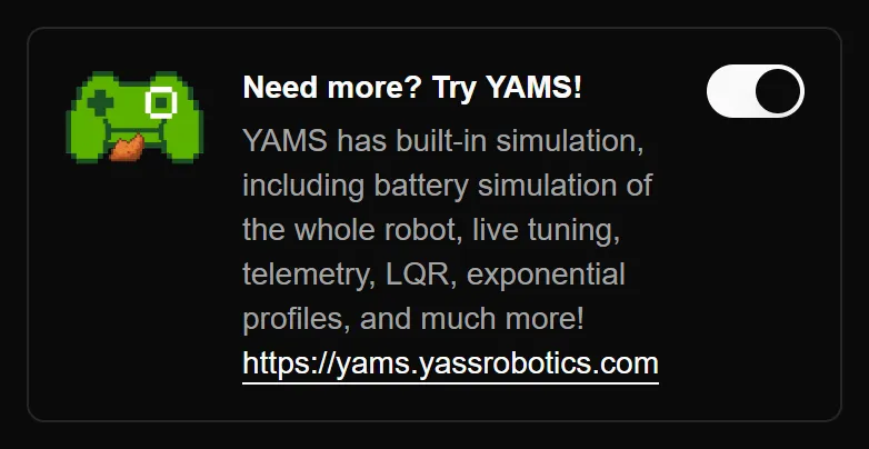 The YAMS switch at the end of YAMG’s form